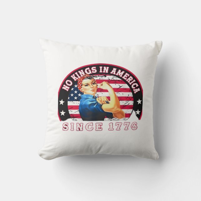 Almofada No Kings In America Since 1776 USA Flag Save  Esse (Frente)