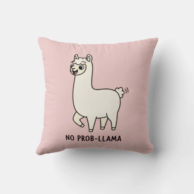 Almofada "No Prob-Llama" Cute Llama Doodle - Chill Vibe (Verso)