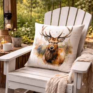 Almofada Noble Antlers: Arte de Aquarela em Madeira