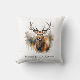 Almofada Noble Antlers: Woodland Elk Watercolor, personaliz