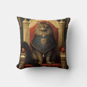 Almofada Nobre Gato Maine Coon Trono Arte Impressa