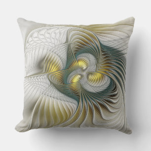 Almofada Nobre Ouro Teal Abstrato Fantasy Arte Fractal