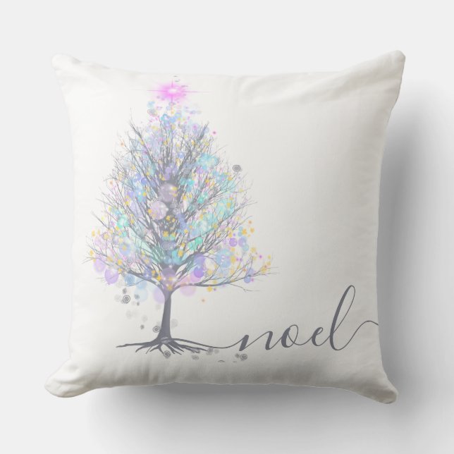 Almofada Noel pastel acende árvore de natal (Frente)