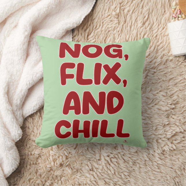 Almofada Nog Flix and Chill Funny Christmas Hang Out  (Cobertor)