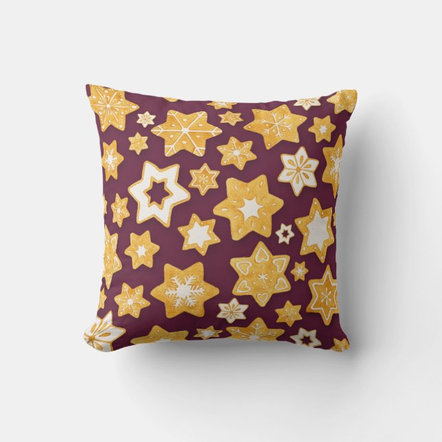 Almofada Noite de Cookie com fundo de ameixa profunda (Frente)