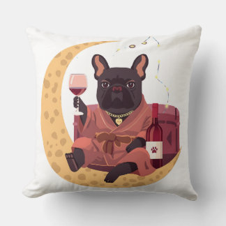 Almofada Noite de Vinho da Mãe do Bulldog Francês