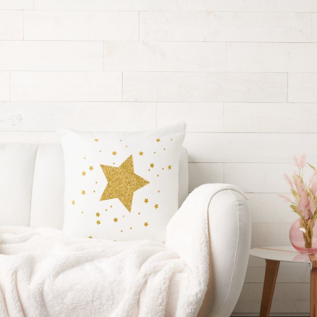 Almofada Noite Estelar Dourada e Branca (Sofá)