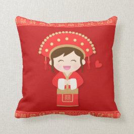 Almofada Noiva Tradicional Chinesa Decoração de Casamento F