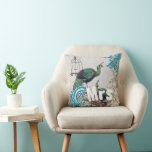 Almofada Noiva Vintage Teal Damask Peacock Birdcage Vines<br><div class="desc">Personalize esta bela Travesseiro de Pássaros de Peacock Vintage para dizer o que quiser ou usar a atual Sra. para a Esposa de Noiva (Recepção de casamento ou Novamente Presente) (Presente de segundo) ou a Sra. e um Sr. para os Newlyweds. . O Aniversário do Casamento do segundo é o...</div>