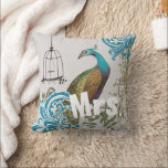 Almofada Noiva Vintage Teal Damask Peacock Birdcage Vines<br><div class="desc">Você pode personalizar esta bela Cinza verde Teal Blue Brown Earthy Hues Vintage Peacock Birdcage Travesseiro para dizer o que quiser ou usar a Sra existente para a esposa (Recepção de casamento ou Presente Recém-Presente) (Presente no segundo) ou a Sra. e um Sr. para os Newlyweds. . O Aniversário do...</div>
