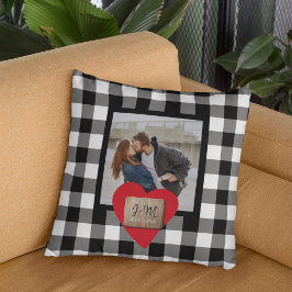 Almofada Noivado de iniciais de nome de foto de casal perso