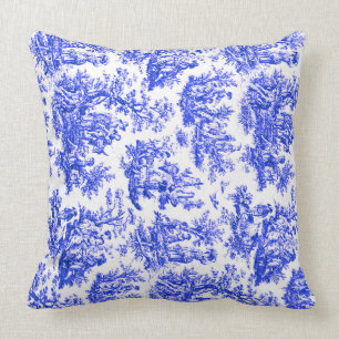Almofada NOMADESAUSTRALIENS design de Jouy azul-real franc