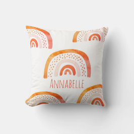 Almofada Nome Arco-Íris Aquarela Laranja Personalizado