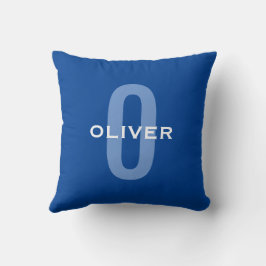 Almofada Nome Azul Branco Monograma Personalizado