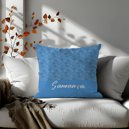 Almofada Nome azul da linha geométrica do círculo Vintage