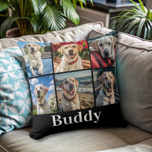 Almofada Nome da Colagem de Fotos de Cães Personalizados Mo