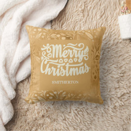 Almofada Nome da escrita Pincel Dourado Feliz Natal