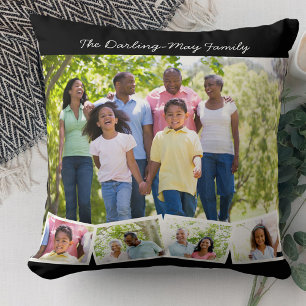 Almofada Nome da família de colagem de fotos ZigZag Photo