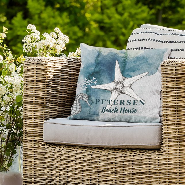 Almofada Nome da família de peixes-estrela brancos modernos (Criador carregado)