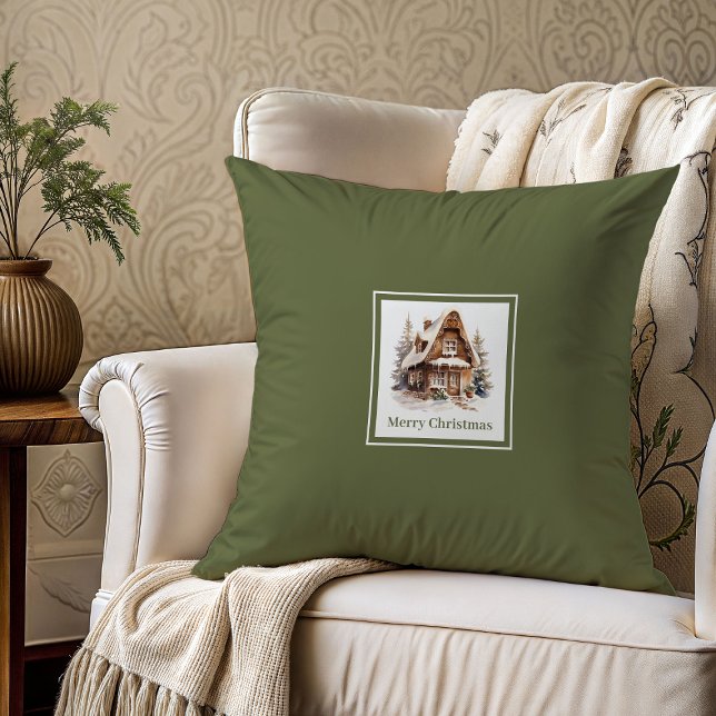 Almofada Nome da família em tons neutros clássicos presente (Classic neutral tones family name Christmas gift pillow

)