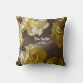 Almofada Nome da Família Floral Personalizado com Tulipas A