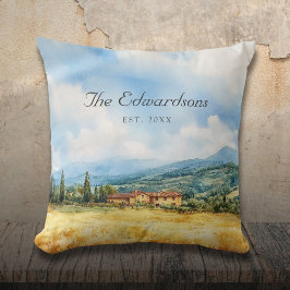 Almofada Nome da Família Mediterrânica Watercolor Tuscan