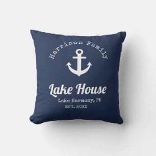 Almofada Nome da Família Modern Lake House