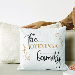 Almofada Nome da Família Personalizada Moderna e Sofisticad