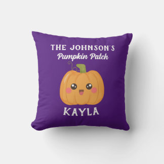 Almofada Nome da família Pumpkin Patch Kawaii Cute Hallowee