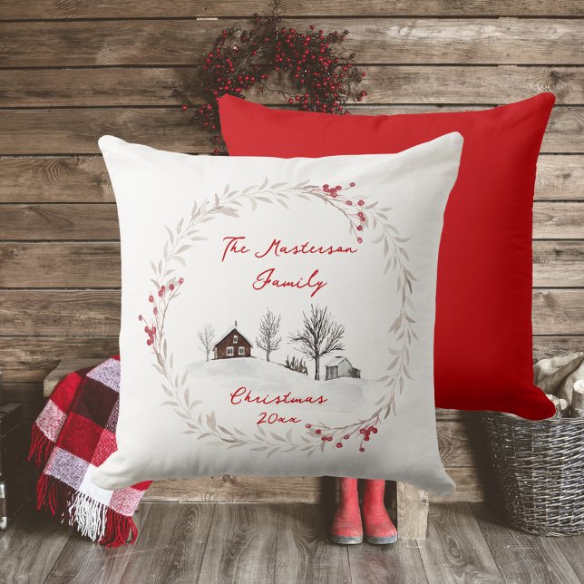 Almofada Nome da Família Rustic Country (Rustic Country, Family Name, Year, Accent Pillow)