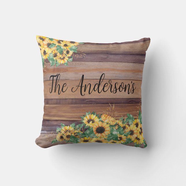 Almofada Nome da Família Sunflower Travesseiro decorativo (Frente)
