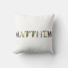Almofada Nome da MATTHEW Art com flores bordadas
