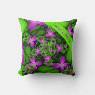 Almofada Nome das flores verdes cor-de-rosa Abstrato modern