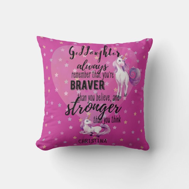 Almofada Nome DAUGHTER Motivational Cote Unicorn Rosa (Frente)