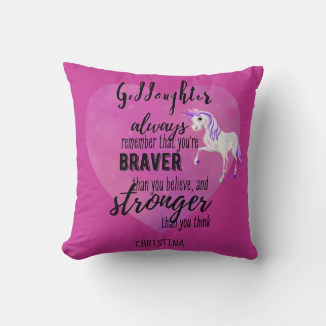 Almofada Nome DAUGHTER Motivational Cote Unicorn Rosa (Frente)