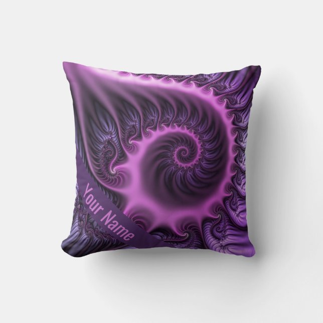 Almofada Nome de Arte Fractal Roxo-Rosa-Legal vívido (Frente)