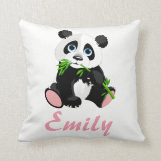 Almofada Nome de bambu verde preto e branco do urso de