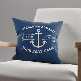 Almofada Nome de Barco Personalizado Bem-vindo a Bordo Ânco
