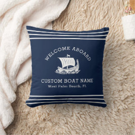 Almofada Nome de Barco Personalizado Moderno Náutico & Logo