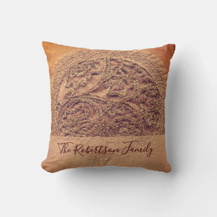 Almofada Nome de Família Personalizado Boho Floral Retro La