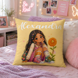 Almofada Nome de Menina de Cabelo Castanho Personalizado