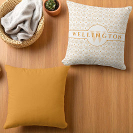 Almofada Nome de Monograma Divertido Sol Desenhado à Mão