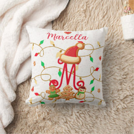 Almofada Nome de Natal Monograma Pão de Pão Vermelho Person