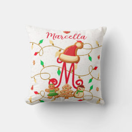 Almofada Nome de Natal Monograma Pão de Pão Vermelho Person