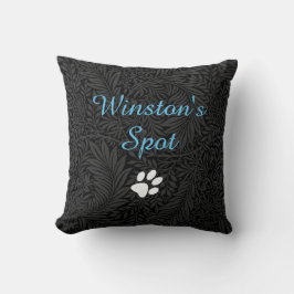 Almofada Nome de Pet Personalizado do Black Floral Sky Blue
