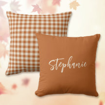 Nome de Xadrez Gingham Laranja Queimado de Outono