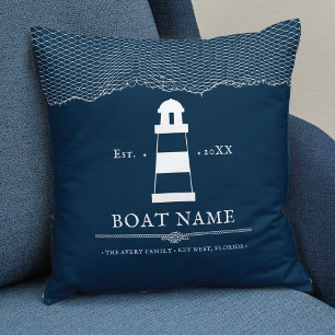 Almofada Nome do Barco do Farol Personalizado Náutico