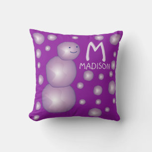 Almofada Nome do bebê Bola 3D Inicial Lua Roxo Pontos de Ne