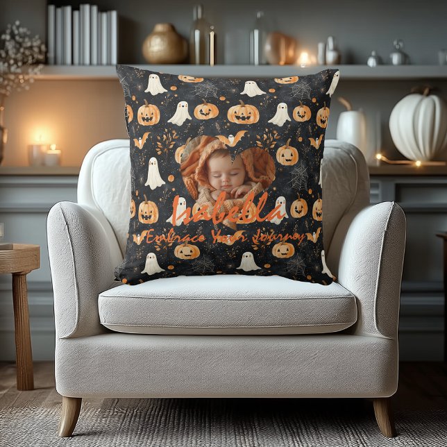 Almofada Nome do Bebê Personalizado do Halloween e Citação  (Criador carregado)