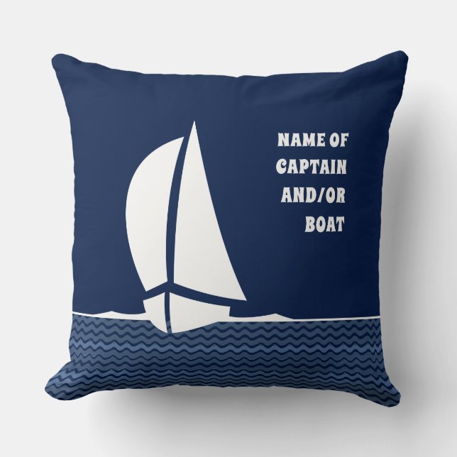 Almofada Nome do capitão e/ou do barco (personalizável) (Frente)